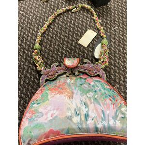 Mary Frances Women Multi-Color Beaded Printed Design Chain Strap Handbag
